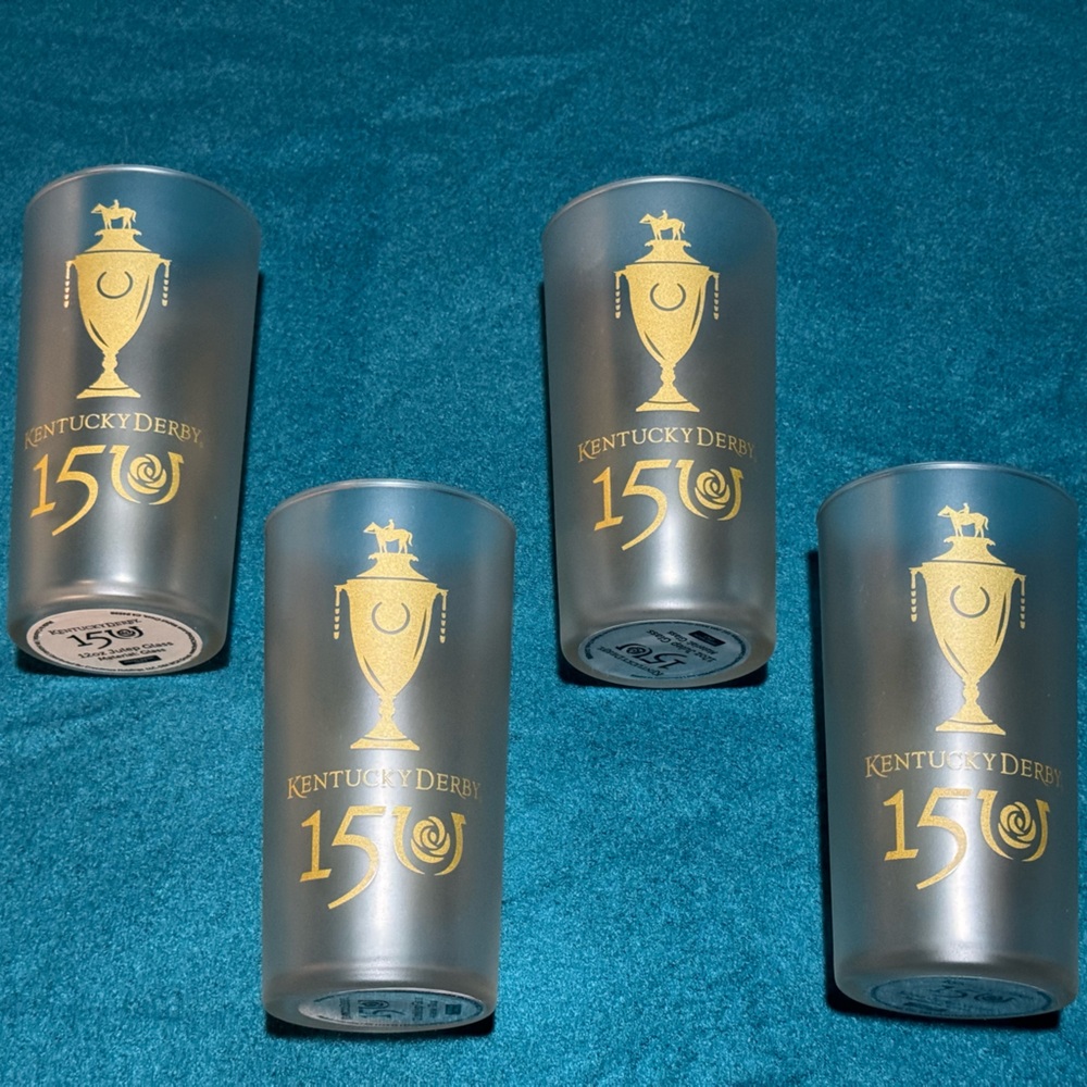Kentucky Derby 150th Julep Glass 2024 Limited Edition Gold Frosted 12 oz Set